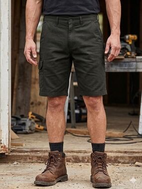 Brahma Men's Canvas Workwear Cargo Shorts Black Soot Size 36